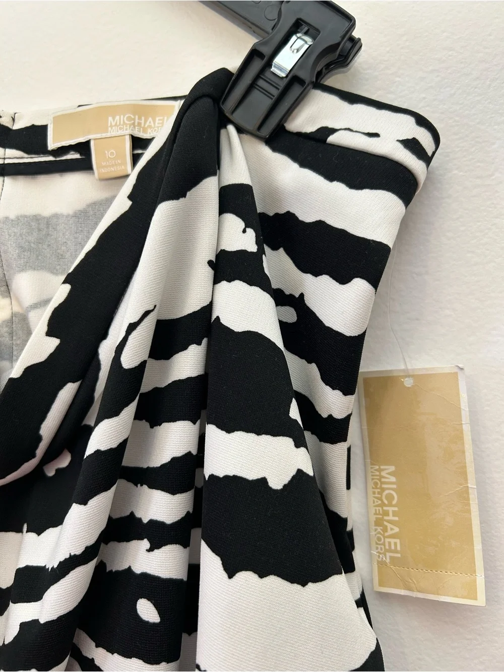 Michael Kors Black and White Zebra Flared Skirt